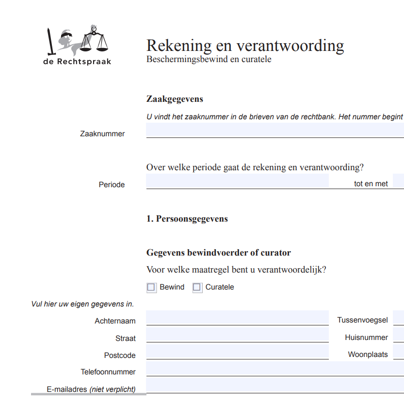 Rekenhulp bij Rekening en Verantwoording voor (Familie) Bewindvoerder Rekenhulp bij Rekening en Verantwoording voor (Familie) Bewindvoerder