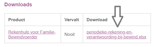 Download rekening en verantwoording excel