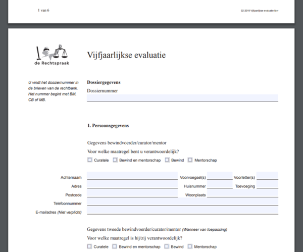 Vijfjaarlijkse evaluatie bewindvoering familielid | ncfi.nl