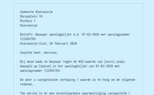 Voorbeeldbrief Bezwaar WOZwaarde  voorbeeld bezwaarschrift WOZ