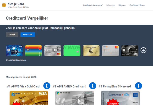 Kies je Card creditcard vergelijker