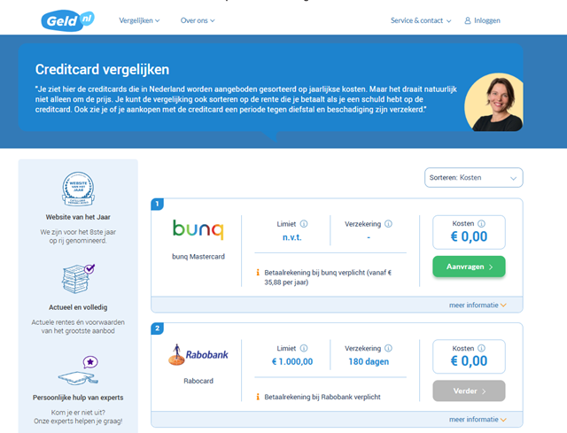 geld.nl creditcard vergelijker